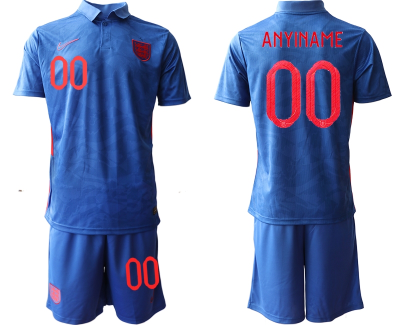 Men 2021 European Cup England away blue customized Soccer Jersey